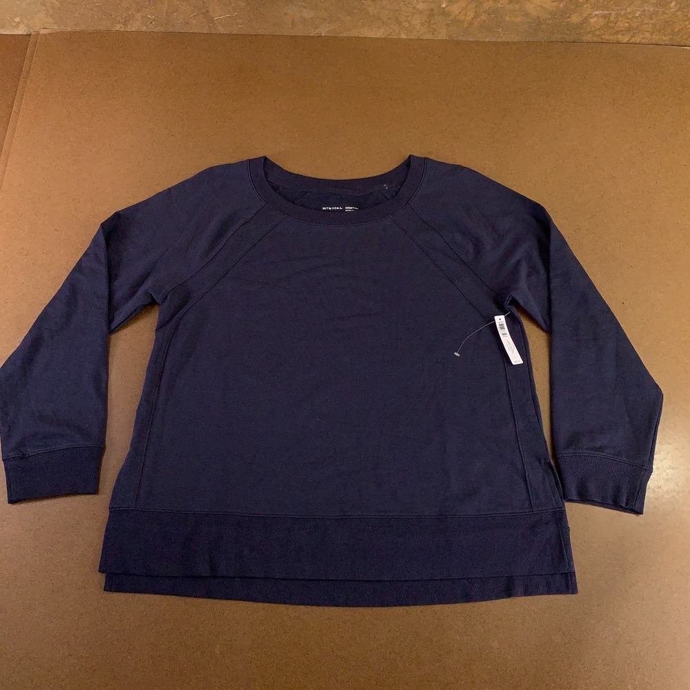 Soma Womens Size Large Deep Indigo Essential Terry Crew Neck Sweatshirt NWT